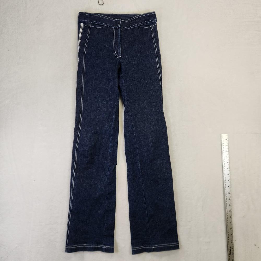 Maxou Vintage Dark‎ Wash Denim Racing Stripe Straight Leg Jeans Blue Womens 2